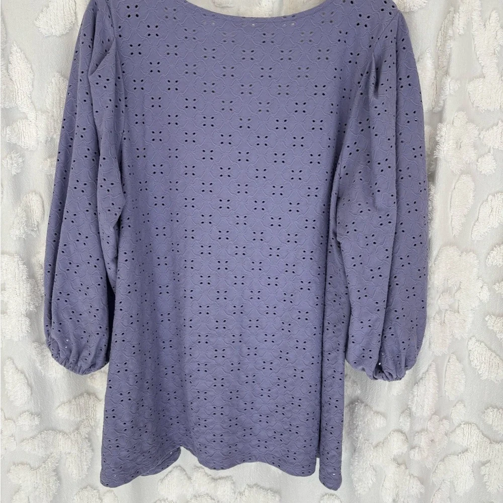 Ava & Viv Purple Eyelet 3/4 Sleeve Top 1X - Picture 2 of 9